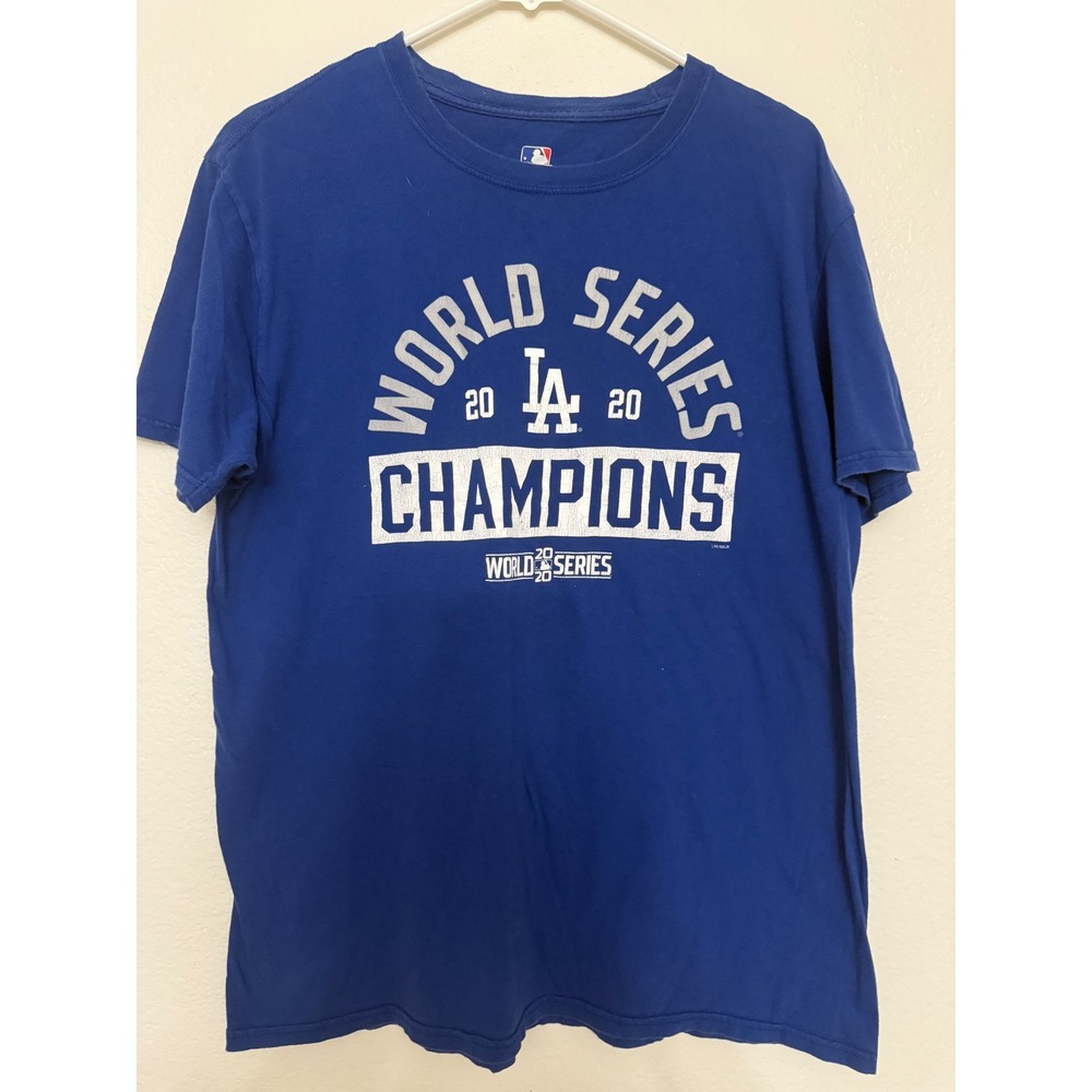 MLB Los Angeles Dodgers 2020 World Series Champions T-Shirt Blue Large Mens